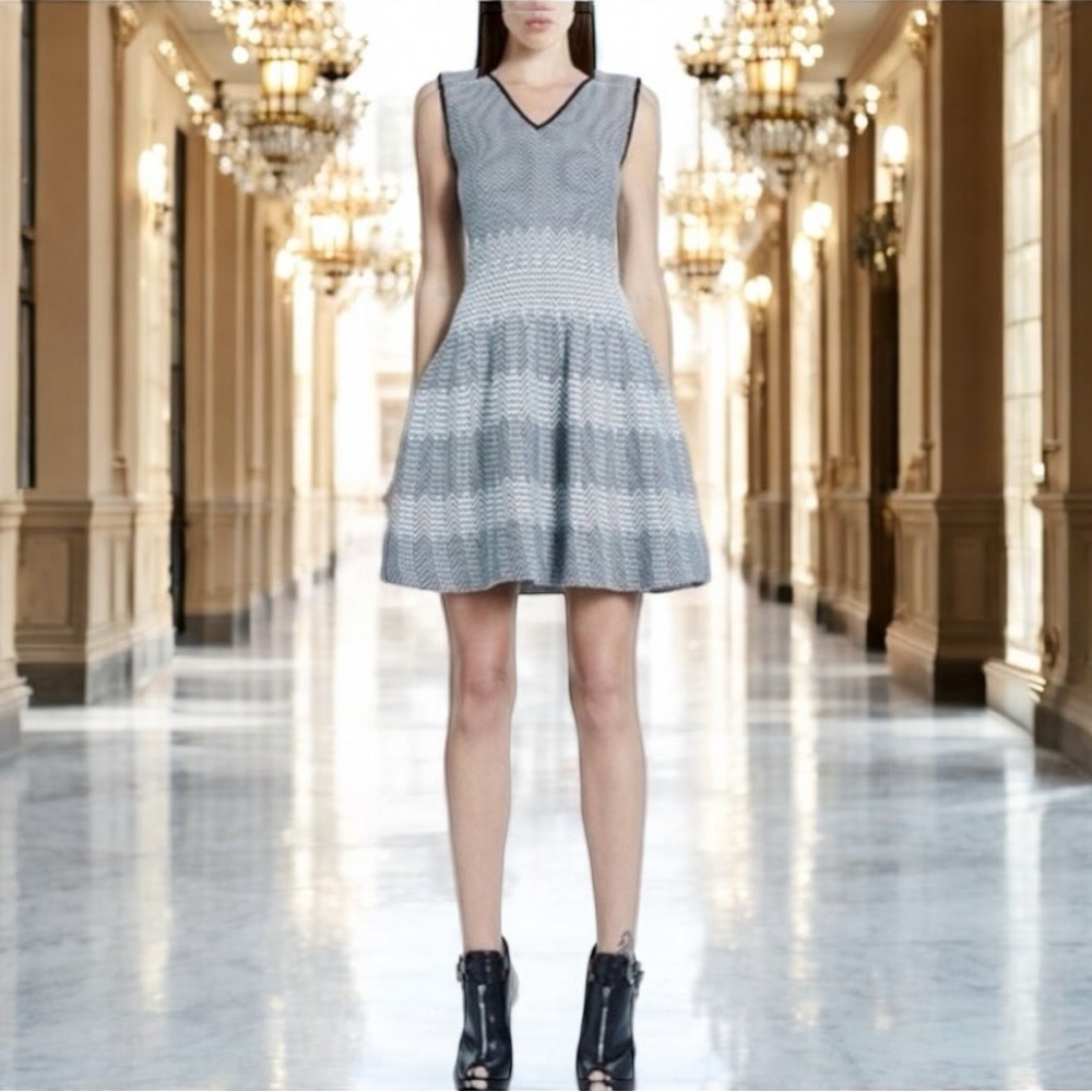 RVN Zigzag Textured Circular Jacquard Knit Dress Size S‎